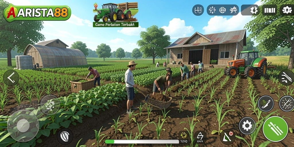 Gameplay ARISTA88 yang seru dengan elemen bersawah dan peliharaan.