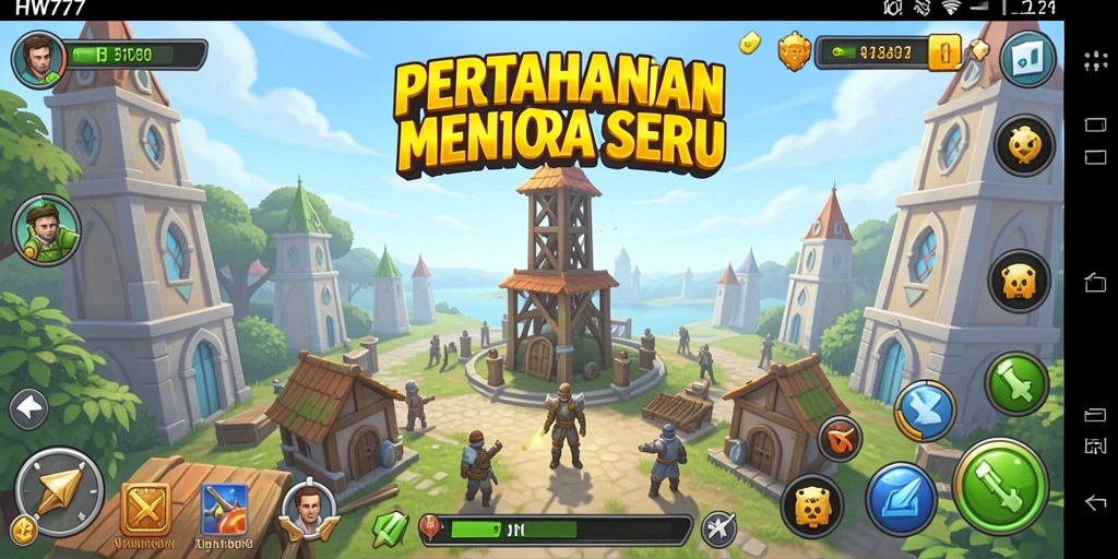 Tangkapan layar HW777 menampilkan aksi menakjubkan dalam gameplay Tower Defense.