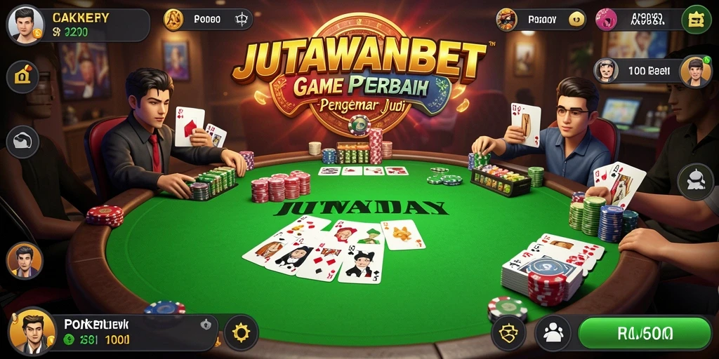 Tampilan gameplay poker seru di JUTAWANBET.
