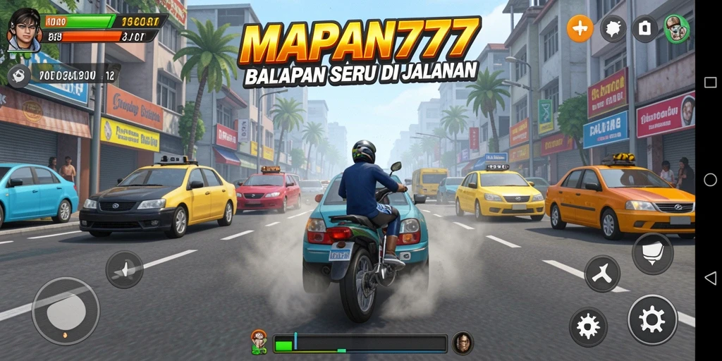 Tangkapan layar yang menunjukkan gameplay balap seru di MAPAN777.
