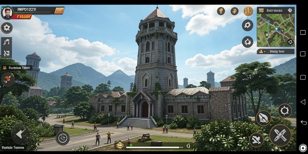 Tampilan gameplay seru dalam MPO1221 dengan berbagai menara dan musuh.