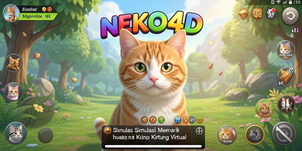 Tampilan interaktif gameplay kucing yang menggemaskan di NEKO4D.