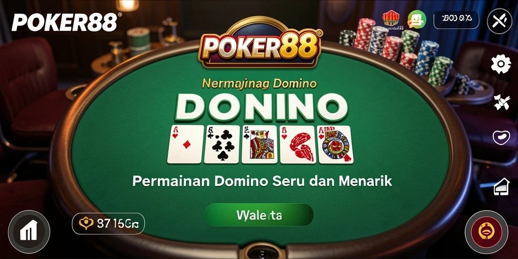 Tampilan gameplay POKER88 dengan kartu domino yang menarik.