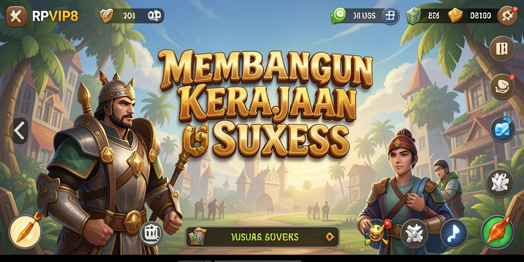 Screenshot RPVIP8 menampilkan gameplay seru saat membangun kerajaan bisnis.